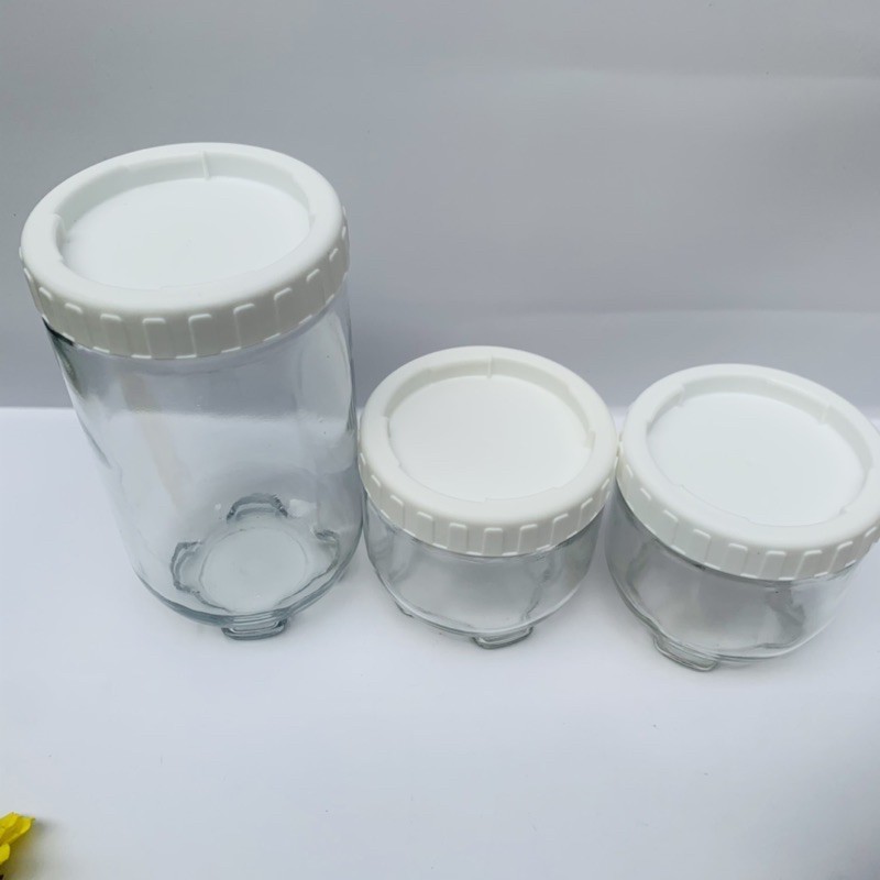 Set 3 Hũ Thủy Tinh Cao Cấp (Thuỷ Tinh) - 1 Hũ 950ml, 2 Hũ 450ml - Đựng Đồ Ăn, Gia Vị Cao Cấp