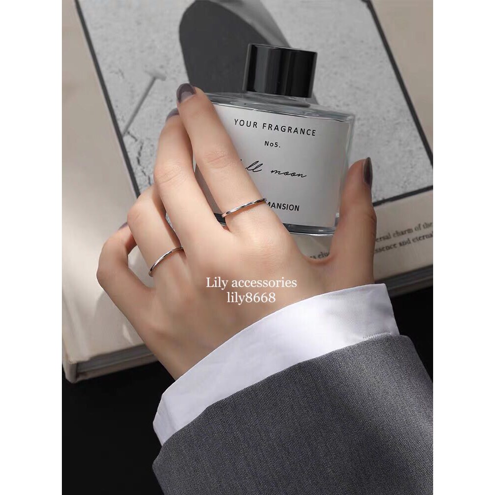 nhẫn titan mỏng cho nam và nữ không gỉ không đen unisex