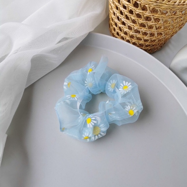 Dây buộc tóc mỏng co giãn hình hoa cúc thời trang Hàn Quốc