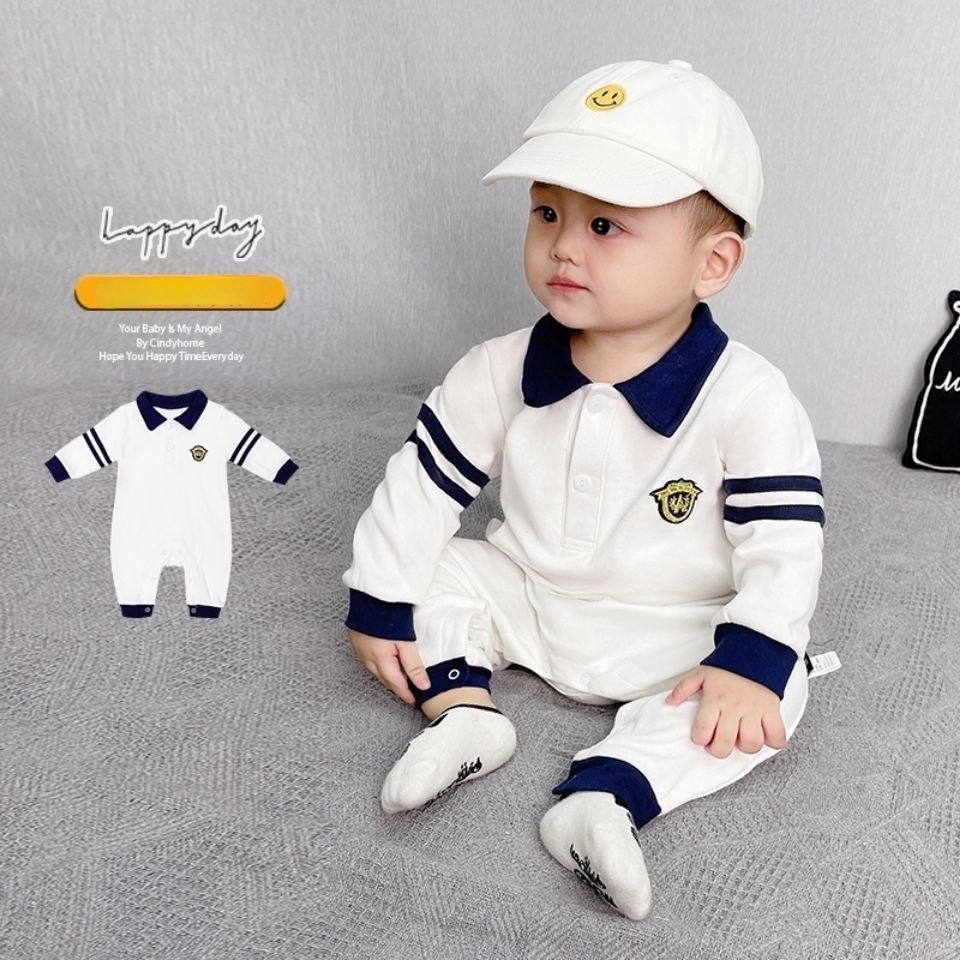 Áo Liền Quần Polo Tay Ngắn Vải Cotton Thời Trang Cao Cấp Dành Cho Bé Sơ Sinh
