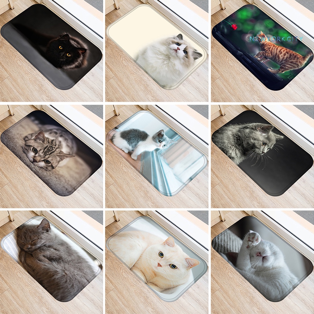 Thảm lót cửa chùi chân Chống Trượt In Hình Mèo 3D