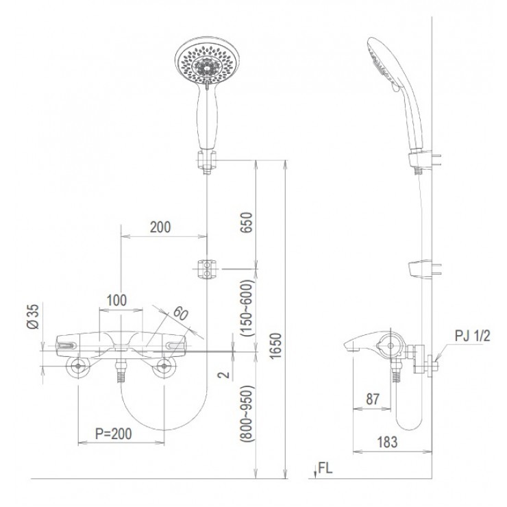 Vòi Sen Tắm Inax Nhiệt Độ Massage BFV-5103T-3C, bảo hành chính hãng 02 năm