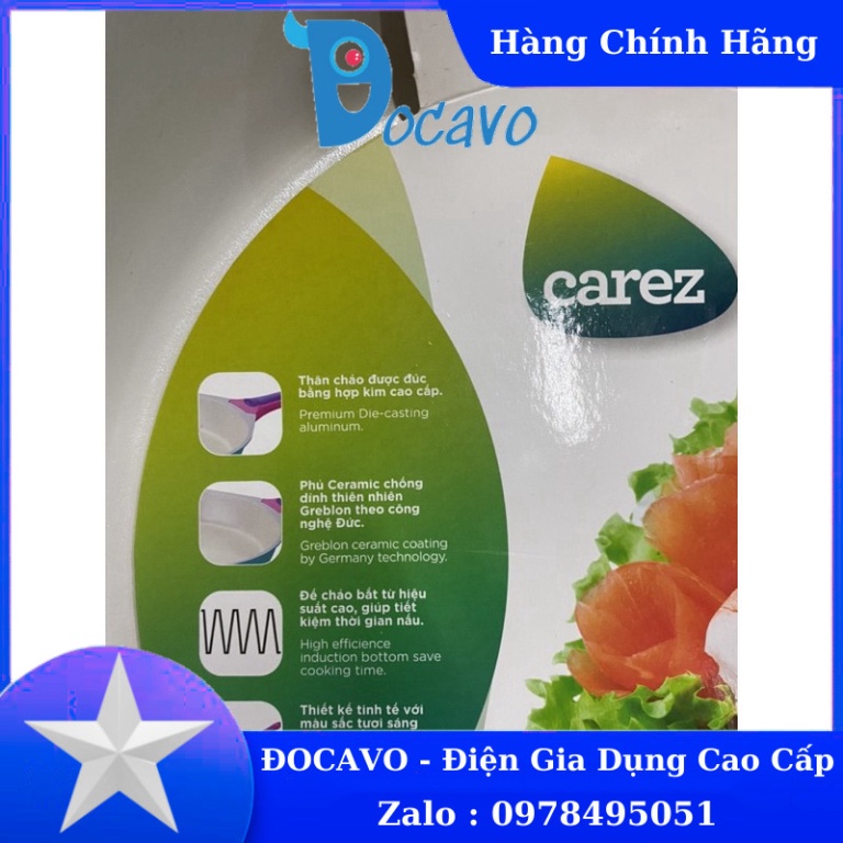 (GIÁ RẺ NHẤT) Chảo rán chống dính Carez FPC355DI-24 chống dính Ceramic, 2 đáy từ dày dặn. Công nghệ ĐỨC Đocavo xincosmet