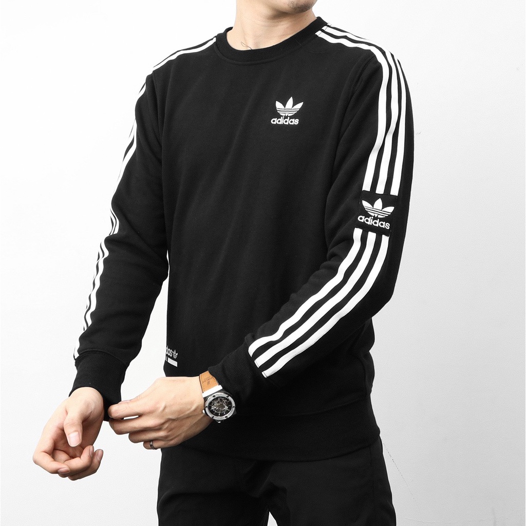 Áo Sweater Unisex tay dài thun cotton nỉ chân cua logo thêu chuẩn VNXK