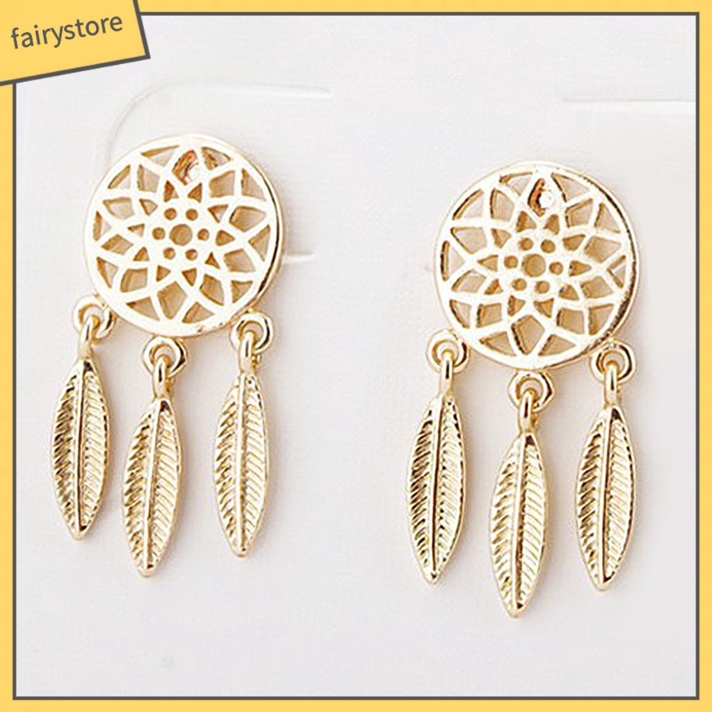 Hoa Tai Dáng Dài Hình Dream Catcher Phong Cách Bohomian