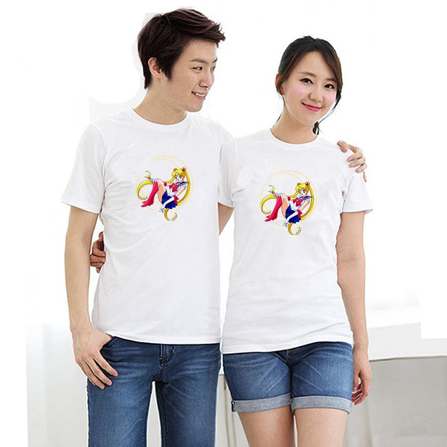 Áo thun cặp đôi in hình Thủy thủ mặt trăng form rộng phong cách hàn quốc