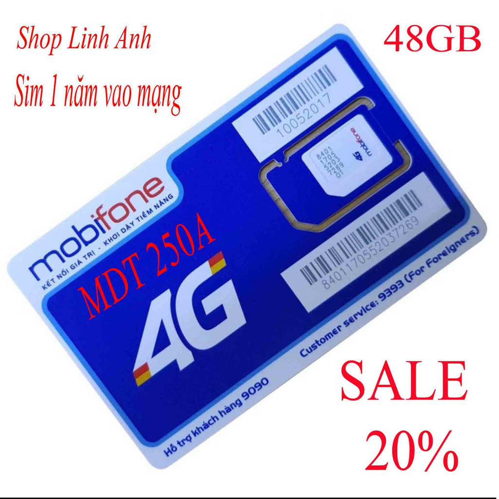 Sim 4G Mobifone MDT250A Trọn Gói Cả Năm