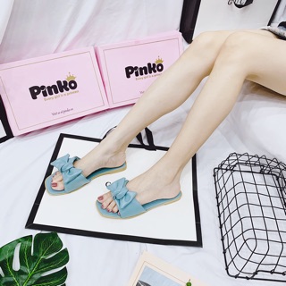 Dép da mềm bản nơ ú