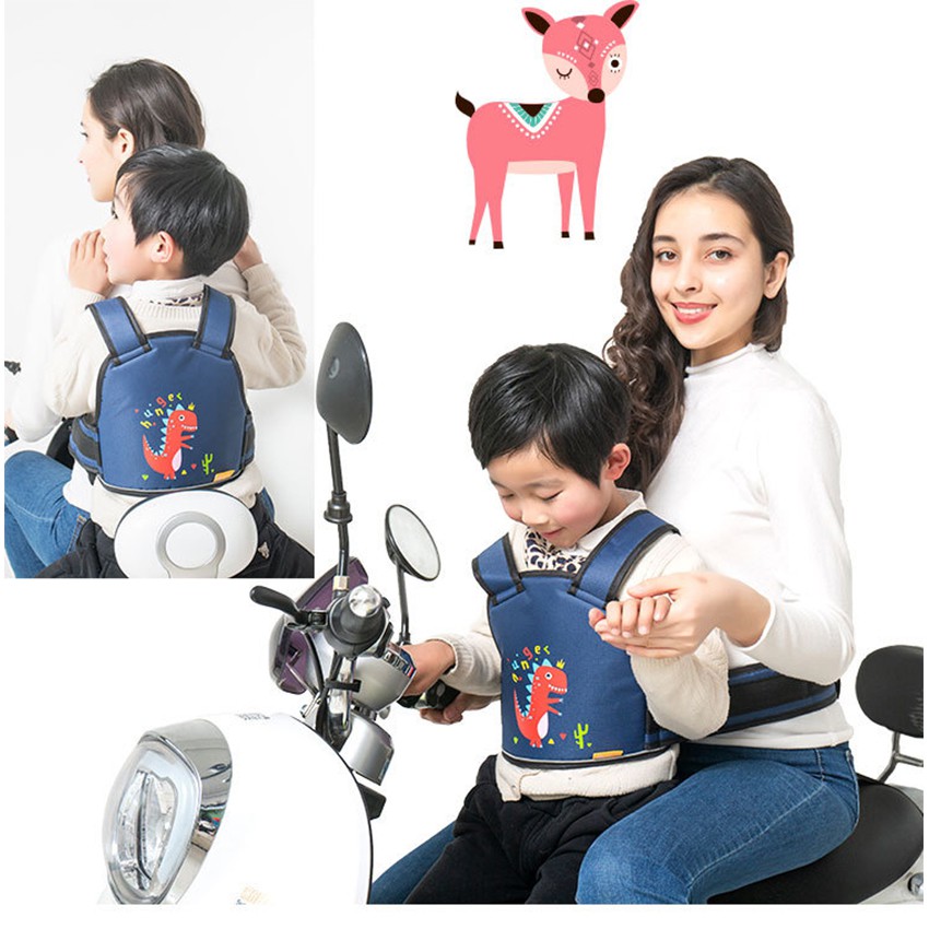Đai an toàn cho bé đi xe máy, đạp điện, hình họa tiết xinh xắn