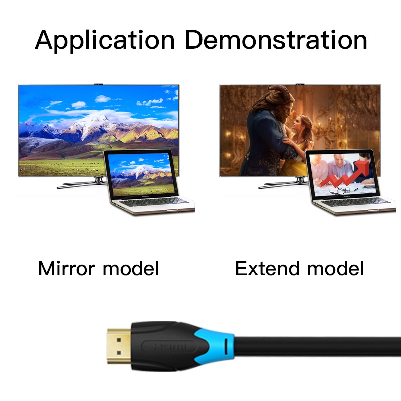 Cáp VENTION Ethernet HDMI 2.0 3D 2160P 1M 2M 3M 5M cho HDTV LCD HDMI 4K