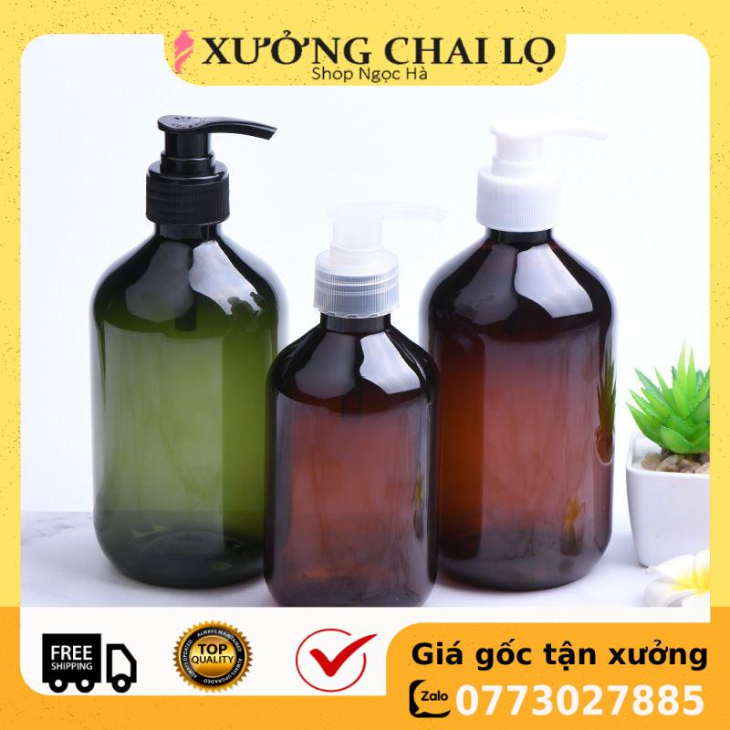 Chai nhựa pet xịt vòi nhấn 300ml chiết mỹ phẩm, đựng dầu gội, sữa tắm