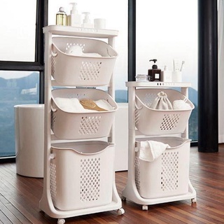 Kệ đựng đồ 3 tầng đa năng, Rổ đựng quần áo 3 tầng có bánh xe nhựa Việt Nhật