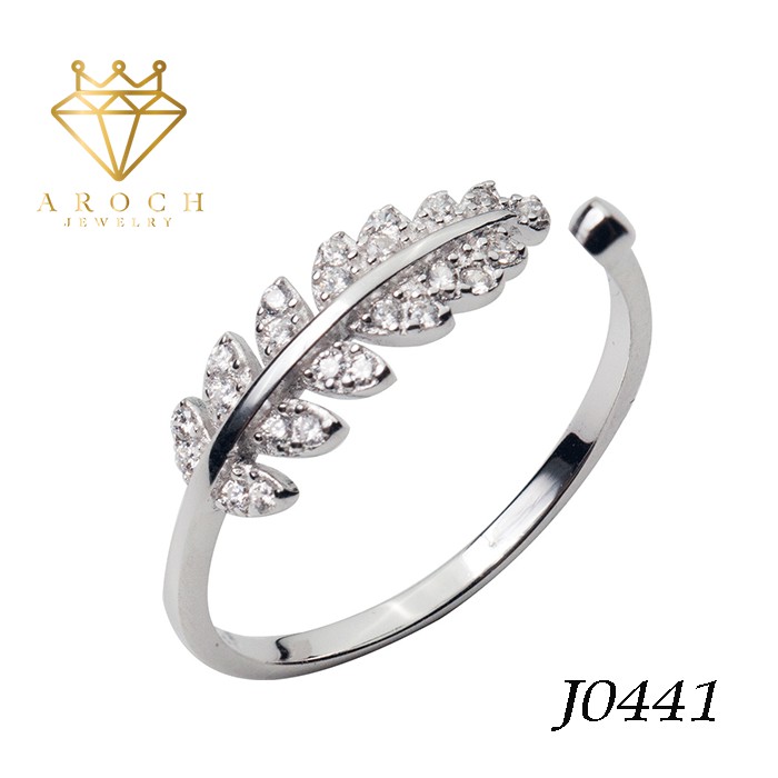 Nhẫn nữ hở freesize,hợp với mọi kích cỡ ngón tay,bạc Ý s925 hình đuôi lá nhỏ  J0441- AROCH Jewelry