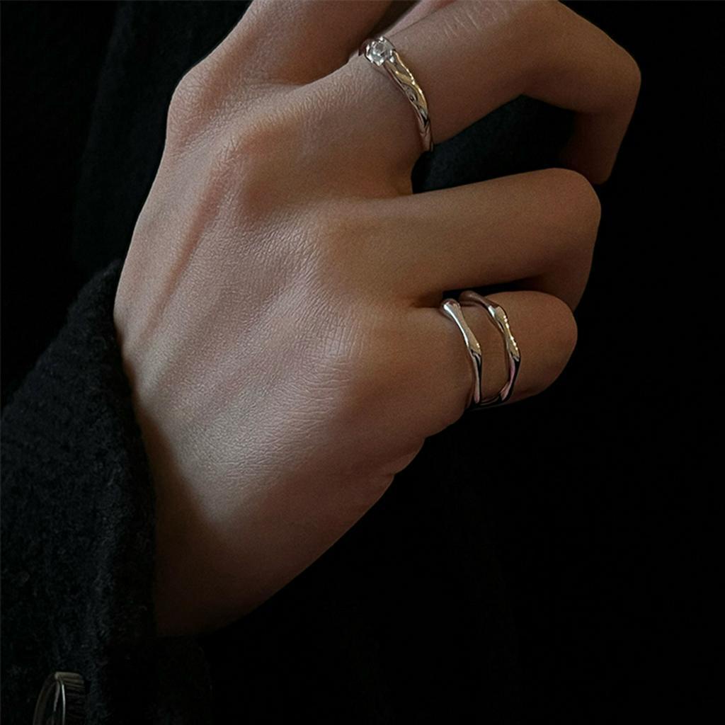 Nhẫn Hở Đính Đá Zircon Phong Cách Hàn Quốc Cá Tính Cho Nữ