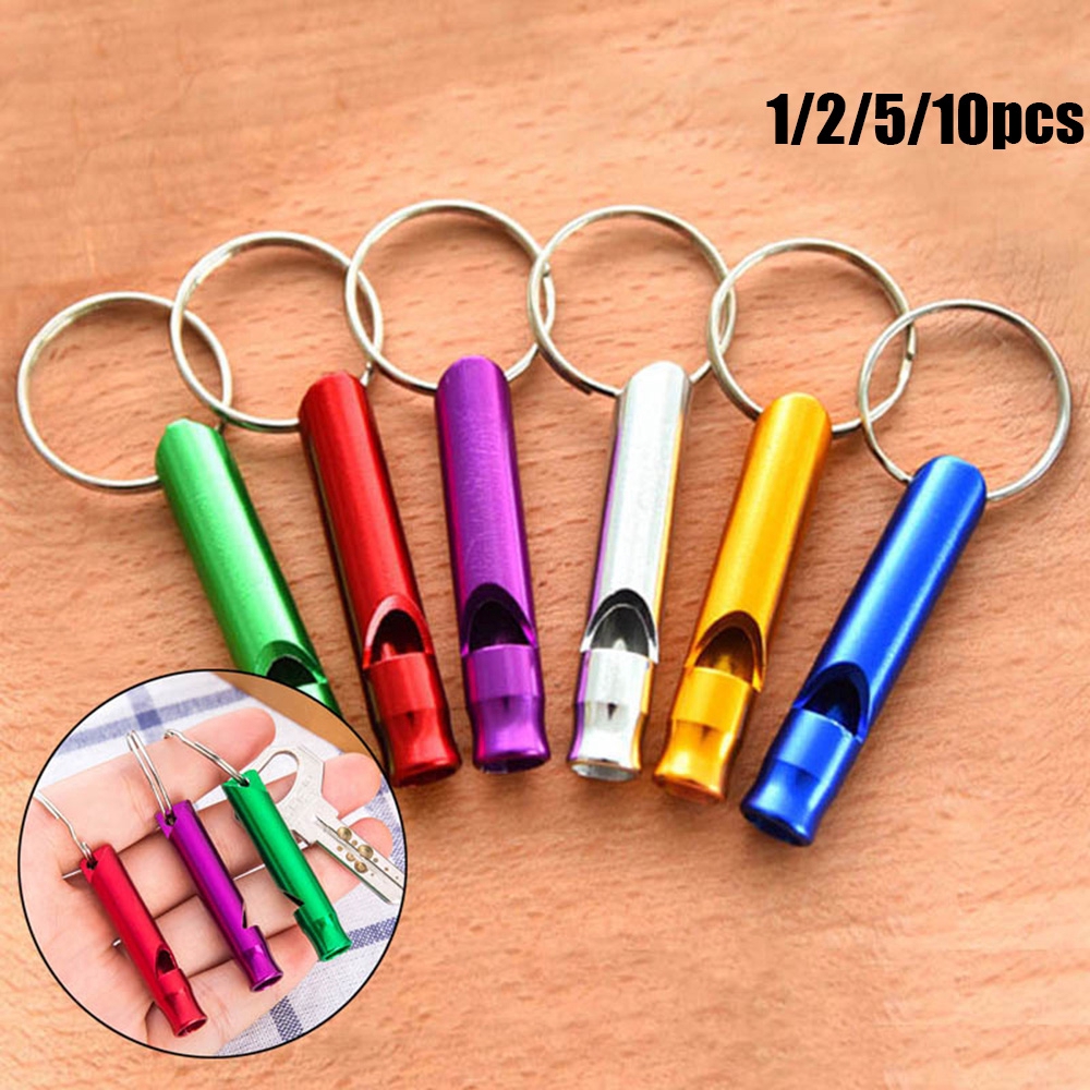 MUVAKO Set 1/2/5/10 móc khóa còi nhôm sinh tồn khi ra ngoài/cắm trại/đi bộ đường dài