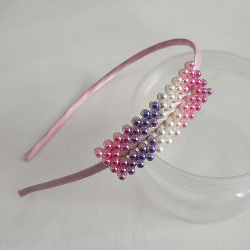 Băng Đô Đính Ngọc Trai Giả Màu Cầu Vồng Kiểu Hàn Quốc Xinh Xắn Cho Bé Gái