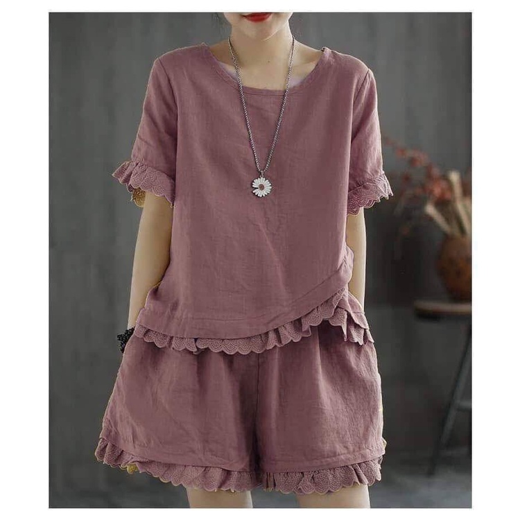 SET BỘ COTTON ĐÙI PHỐI REN SIÊU XINH-SIZE 40-75KG