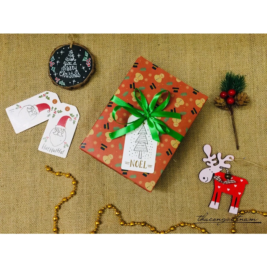 Hộp quà gói sẵn Giáng Sinh kiểu đơn giản