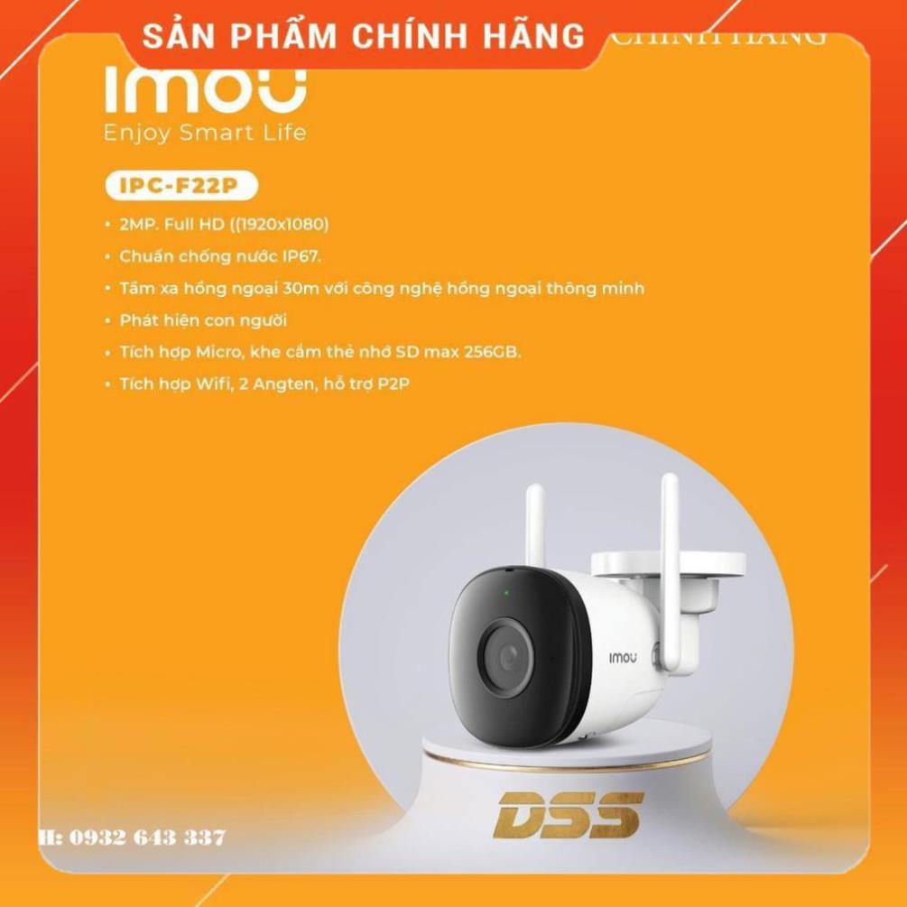 [NHÀ PHÂN PHỐI] DAHUA CAMERA IPC WIFI IMOU F22P - NGOÀI TRỜI FULL HD 1080P -Tự phát Wifi - Angten đôi