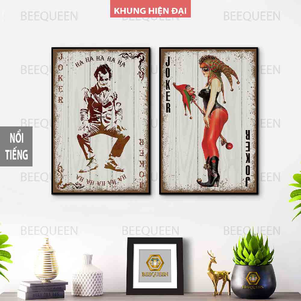 2 Tranh Khung Joker Và Halley Quinn Vintage Bản Đặc Biệt P53-54