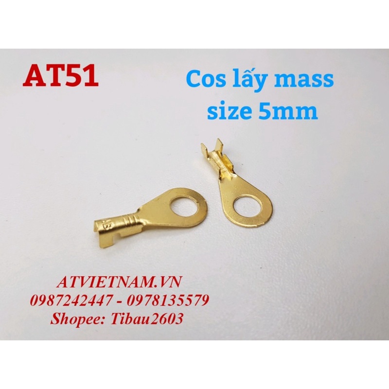 Đầu cos xe máy, cos lấy mass, cos vặn ốc 5mm- AT51 ( 1 bịch/50 cái)