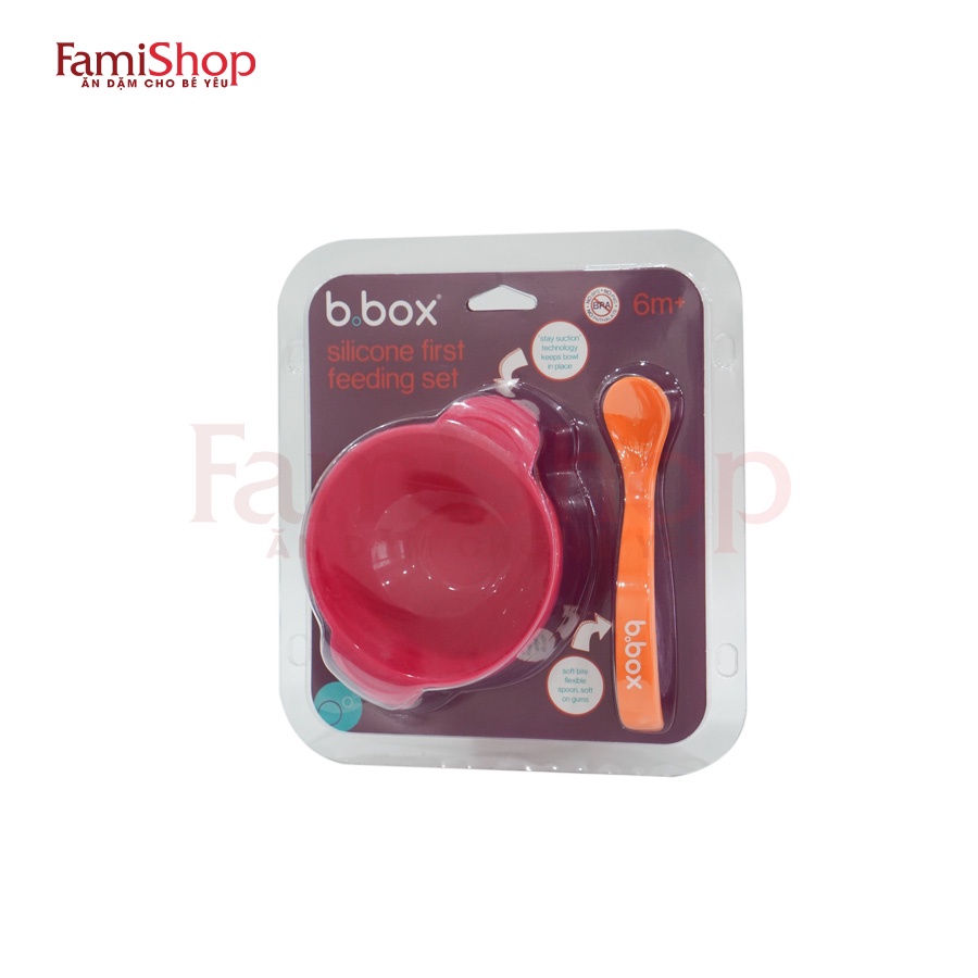 FamiShop Set bát+ thìa silicone cho bé ăn dặm B.BOX