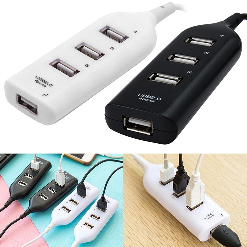 Bộ Chia 4 Cổng USB 2.0 Tốc Độ Cao Màu Trắng/Đen Cho Laptop/Máy Tính