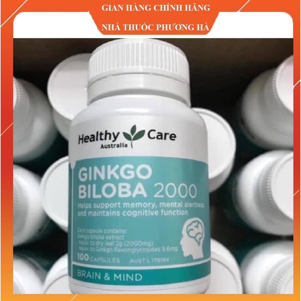 Viên uống bổ não Healthy Care Ginkgo Biloba 2000mg - 100 viên (ÚC)