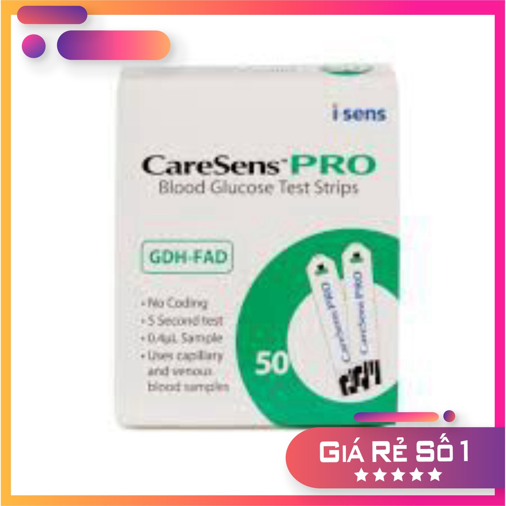 QUE THỬ TIỂU ĐƯỜNG CARESENTS PRO HỘP 50 TET CHÍNH HÃNG HÀN QUỐC