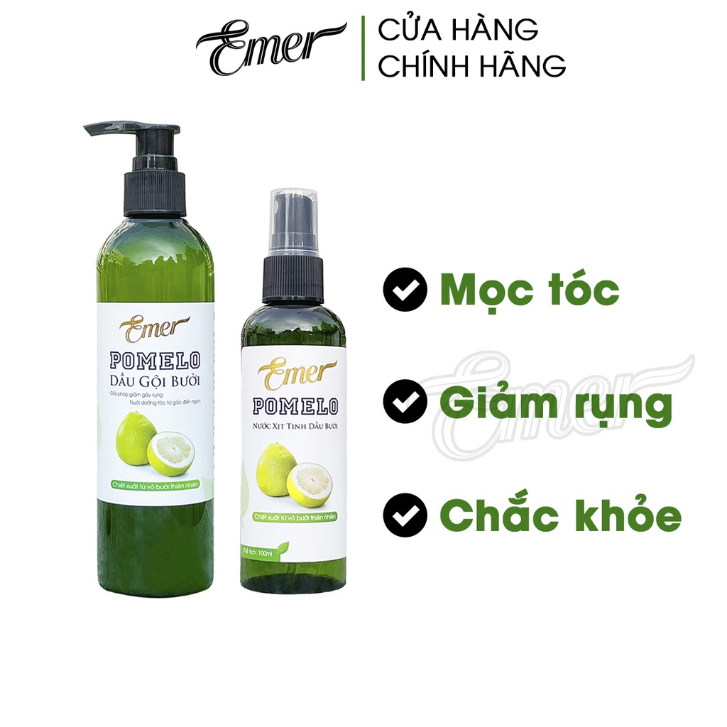 [Mã BMBAU50 giảm 7% đơn 99K] Bộ đôi dầu gội xịt tinh dầu bưởi kích mọc tóc pomelo Emer Garin dưỡng tóc