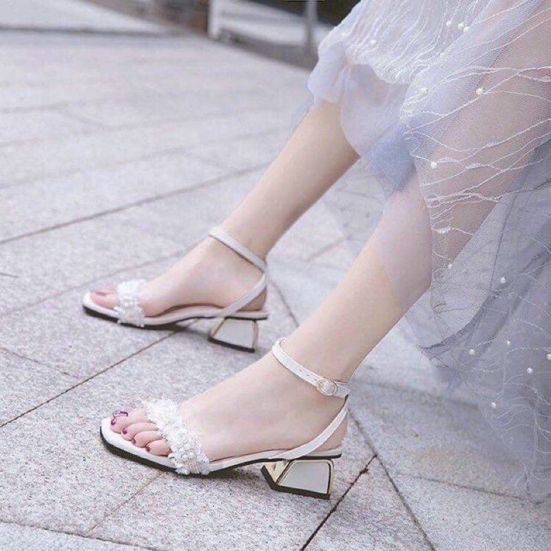 Sandal cao gót đính ngọc 5p UYÊN OLIVER SHOES mã A5