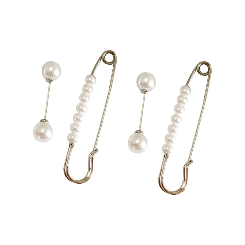 1 Bộ Ghim Cài Cổ Áo Bằng Đồng Đính Ngọc Trai Giả Lấp Lánh Chống Ánh Sáng An Toàn Cho Nữ