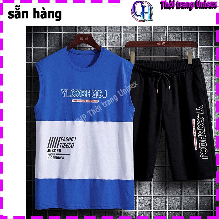 GIÁ RẺ  Đồ bộ nam nữ mặc nhà, quần áo thể thao kiểu dáng 3 lỗ chất thoáng mát phong cách phối chữ YLCXBH
