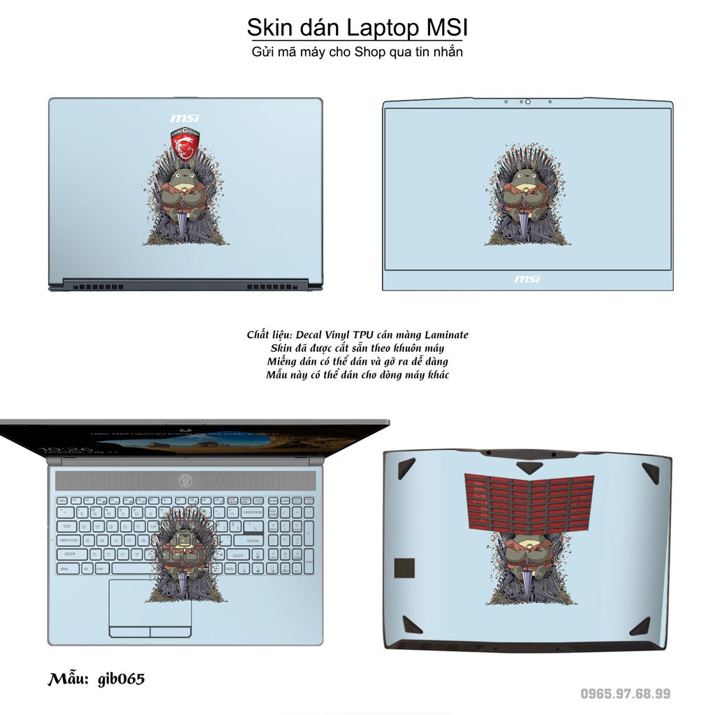 Skin dán Laptop MSI in hình Ghibli nhiều mẫu 10 (inbox mã máy cho Shop)