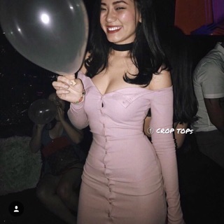 [Ảnh thật Khách mặc] Váy đầm body thun dáng ngắn mở cúc dọc thân siêu đình đám - by SGGz