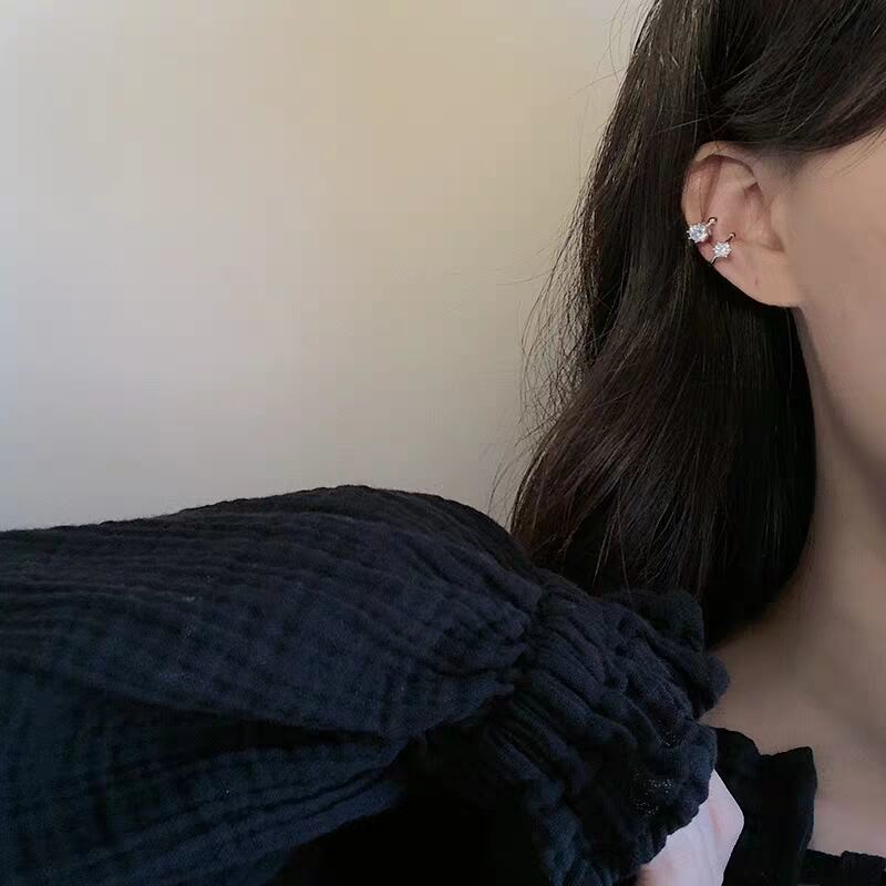 1 Khuyên Kẹp Vành Tai Bằng Thép Không Gỉ Đính Đá Thời Trang