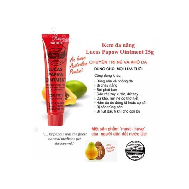 Kem đa năng Lucas Papaw Ointment tuýp 25g