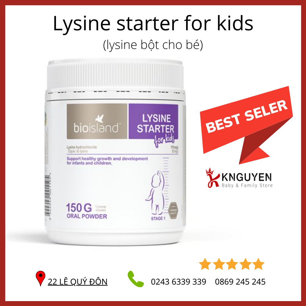 Bột Lysine Bio Island Úc💖FREESHIP💖Bột tăng chiều cao tăng chuyển hóa cho bé giúp bé ăn ngon hơn-Knguyen