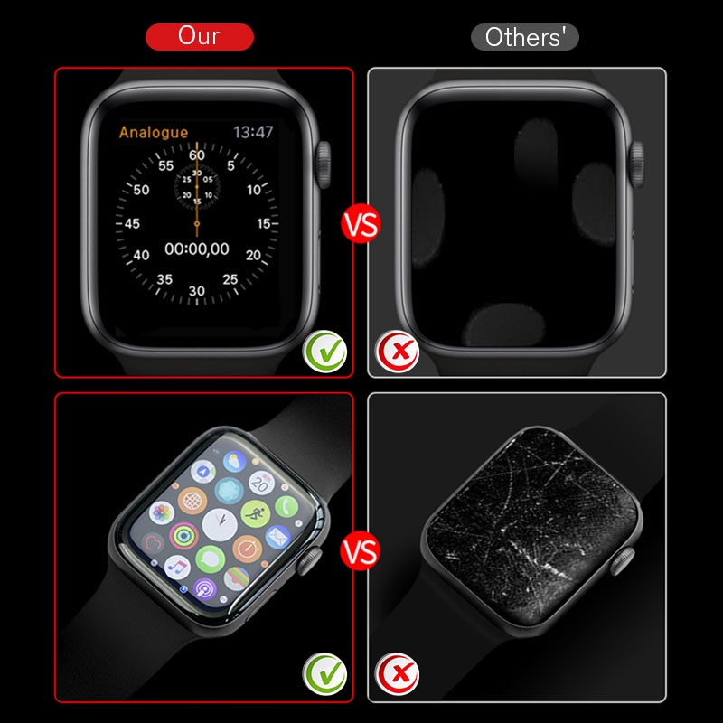 Kính Cường Lực Bảo Vệ Màn Hình Cong Cho Apple Watch 38mm 40mm 42mm 44mm 45mm Series SE 8 7 6 5 4 3 2 1