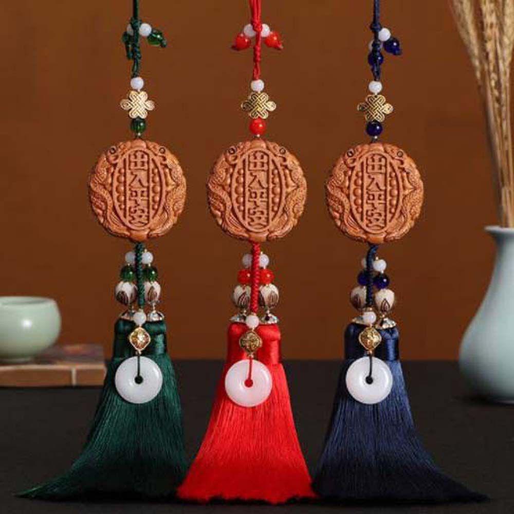 Phụ Kiện Treo Trang Trí Xe Hơi Bằng Gỗ Đào Handmade Phong Cách Trung Hoa