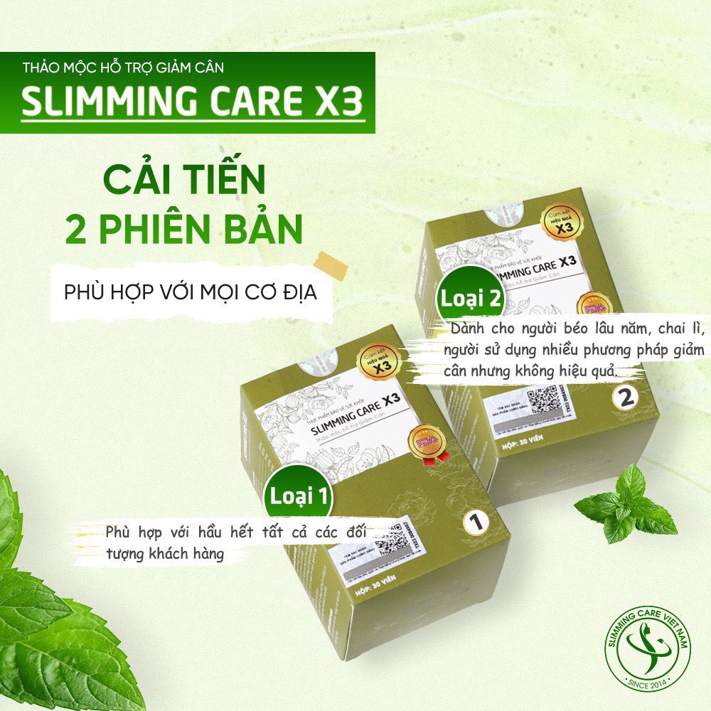 Viên Uống Thảo Mộc Giảm Cân Slimming Care X3, Hỗ Trợ Giảm Cân, Mát Gan, Thanh Nhiệt, Làm Đẹp Da Từ Bên Trong