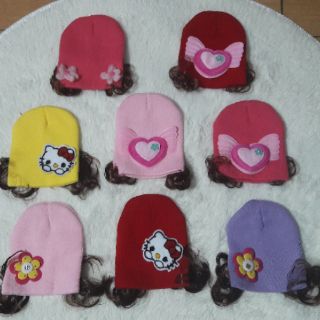 Mũ len tóc giả cho bé gái