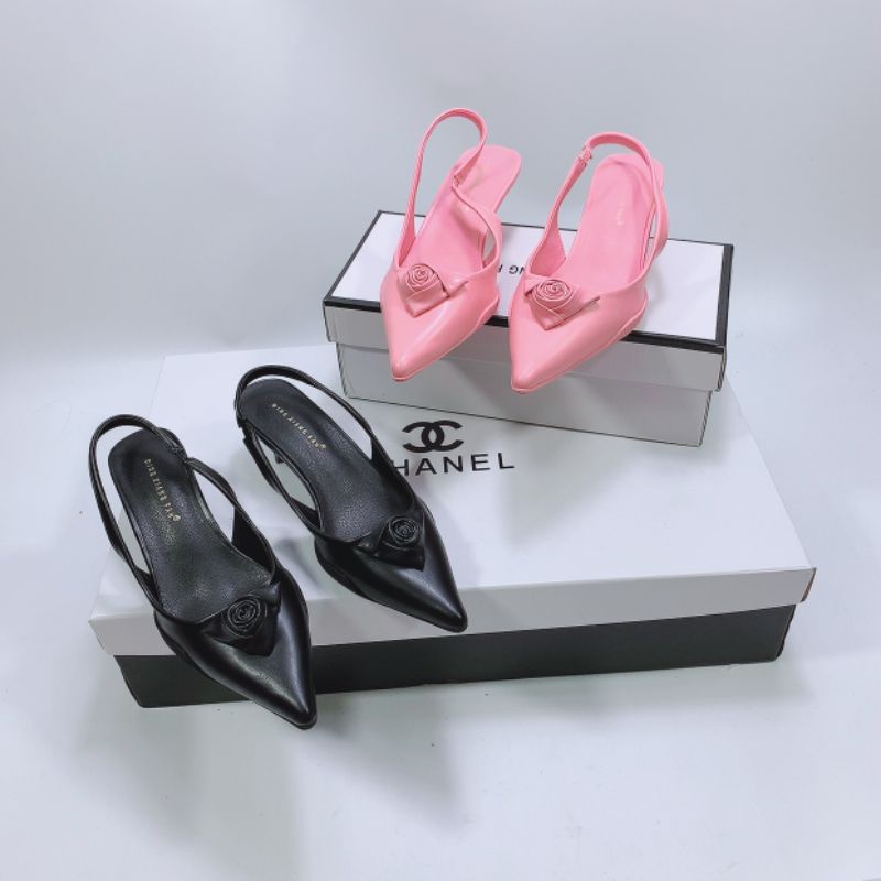 B(ẢNH THẬT) Sandal 5p Gót Nhú Khoá Hoa Hồng Da Lì Mềm Êm Fullbox