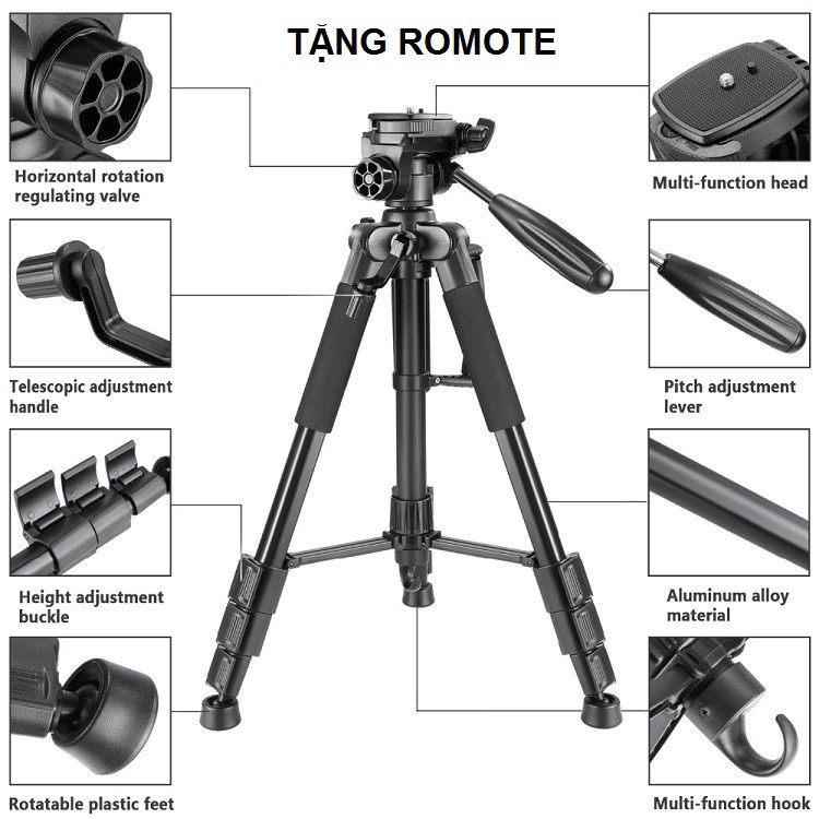 Chân Máy Ảnh Chuyên Nghiệp NeePho NP8850 - Tripods 3 Chân Máy Ảnh DSLR , Điện Thoại, Camera - Chịu Tải 10KG