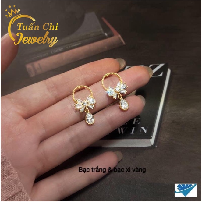 HÀNG MỚI VỀ Bông Tai Nữ- Khuyên Tai Bạc Kiểu Dáng Nơ Thanh Lịch, Mẫu Mới Nhất