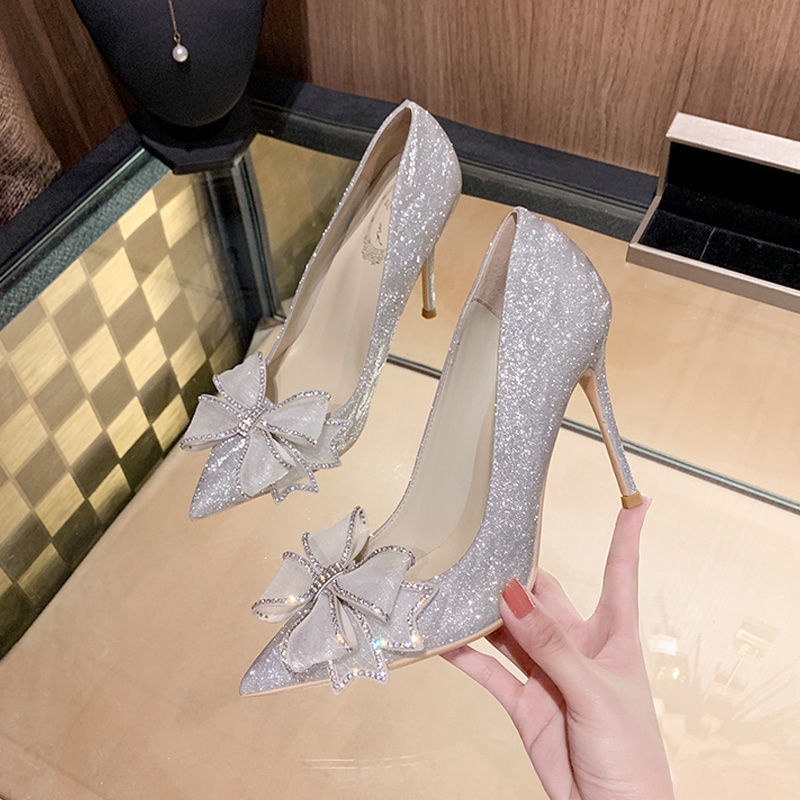 Giày Cao Gót Đính Đá Lấp Lánh Thời Trang Dành Cho Nữ