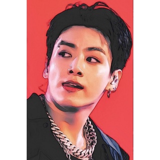 Postcard dán tường trang trí phòng ngủ tranh vẽ Jungkook BTS