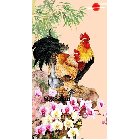 Tranh thêu chữ thập con gà trống 25 7