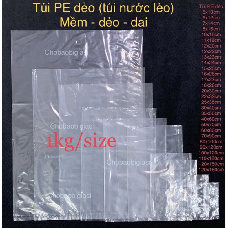 {1kg/size} Túi nilong PE dẻo, túi đựng nước lèo, túi PE dẻo các loại có đủ size (SP y hình)