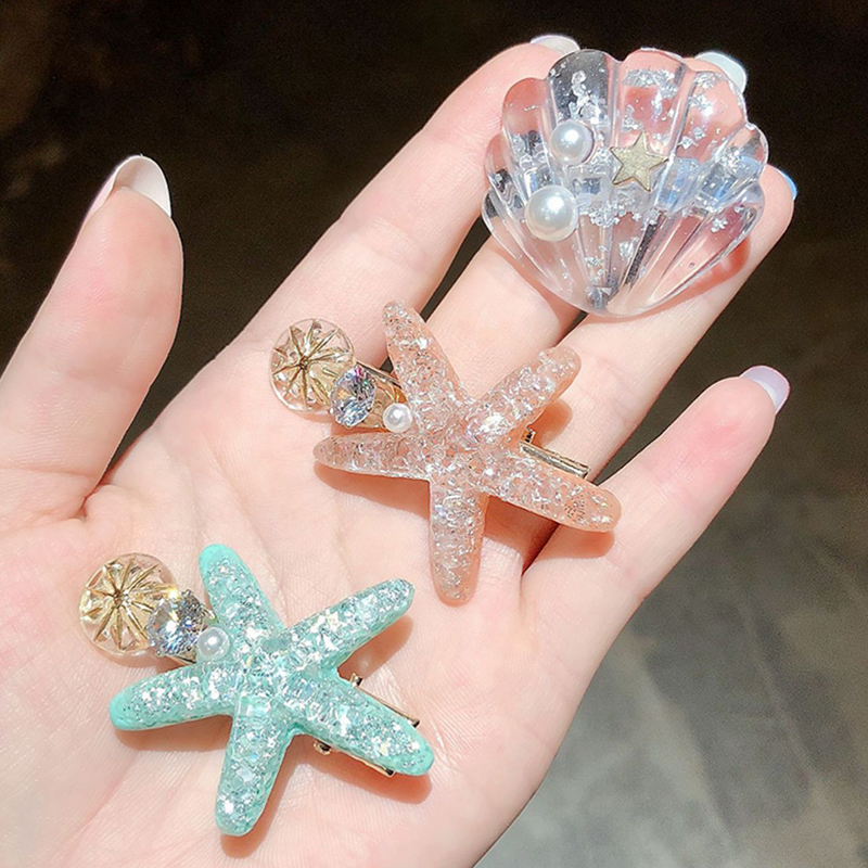 Kẹp Tóc Hình Sao Biển Đính Đá Xinh Xắn